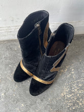 Dries van Noten Black Velvet Gold Horse Hoof Booties