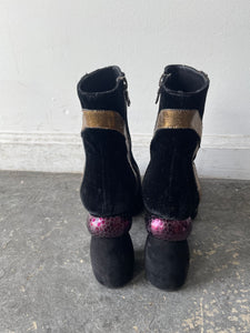 Dries van Noten Black Velvet Gold Horse Hoof Booties