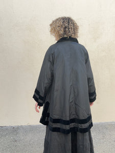 Victorian Ryan Hartford Black Silk & Velvet Mourning Jacket