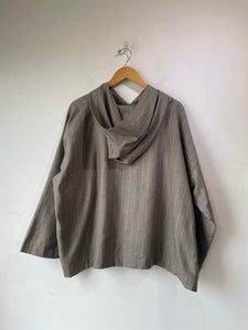 Eskandar Light Brown Striped Hooded Cashmere Top