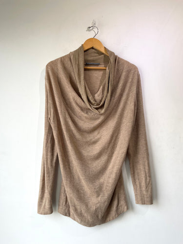 Alberta Ferretti Brown Cashmere Cowl Neck Sweater