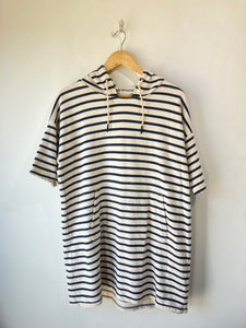 Barbour Blue White Stripe Sweatshirt Dress with Hood