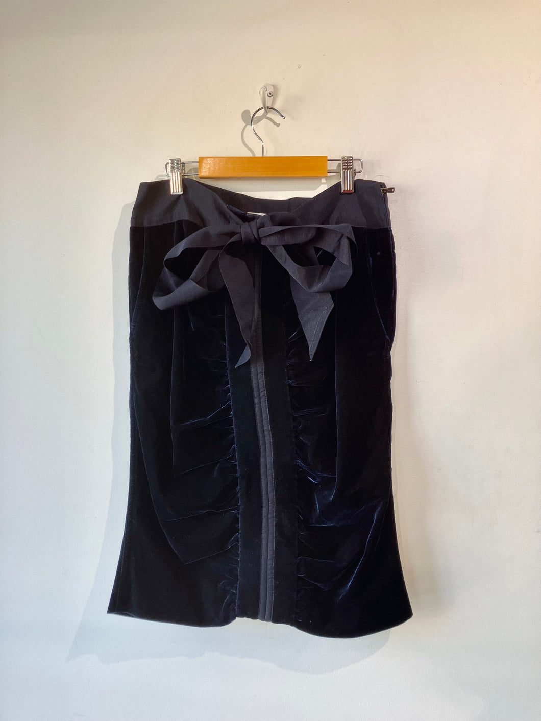 Vintage Yves Saint Laurent Navy Blue Velvet Skirt