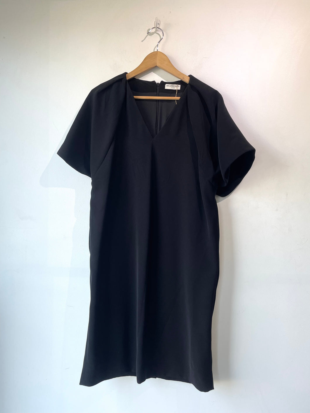 Balenciaga Black Draped Silk Dress