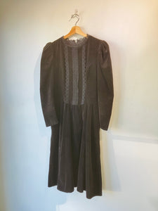 Vintage Saks Fifth Avenue Black Velvet Victorian Dress