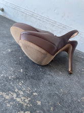 Barney's Co Op Brown Leather Slingback Stilettos Heels