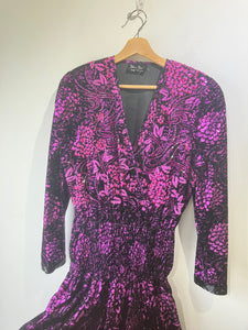 Vintage Diane Freis Purple Beaded Velvet Gown