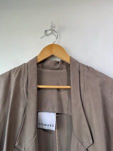 Howard Olive Loose Draped Open Blazer