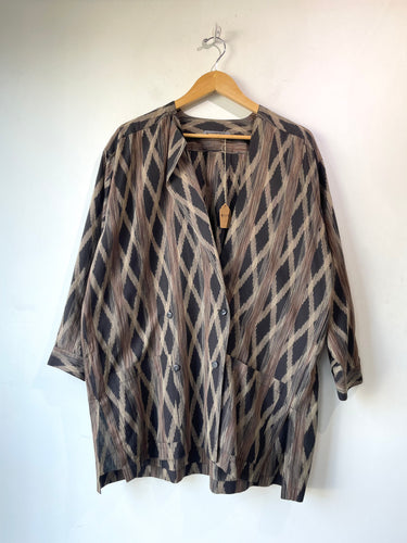 Issey Miyake Brown Cotton Silk Pattern Jacket