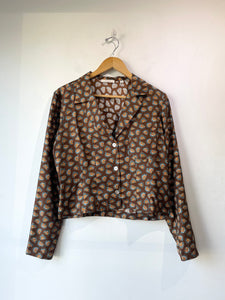 Doen Brown Patterned Silk Abena Blouse