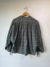 Doen Green Silk Plaid O’Keefe Gathered Blouse