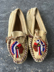 Vintage Beaded Moccasins - Small