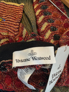 Vivienne Westwood Edith Red & Gold Knit Arm Warmers