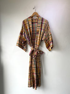 Vintage Ritner’s Multicolor Gingham Raw Silk Robe