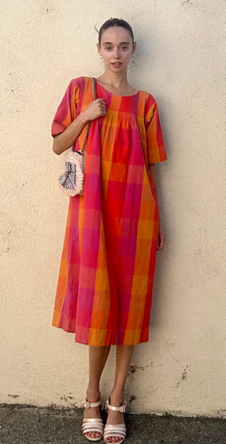 Vintage Josefa Orange Plaid Dress