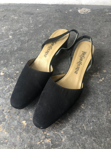 YSL Yves Saint Laurent Black Sling Back Shoes 8.5 (as is)
