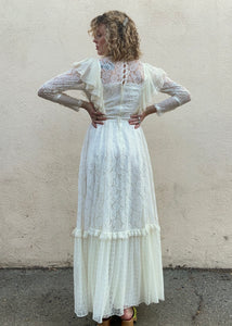 Gunne Sax White Lace Wedding Dress