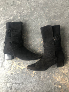 YSL Yves Saint Laurent Black Wrap Boots 7.5