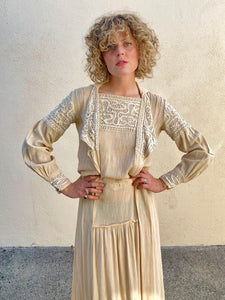 Victorian Crepe Raw Silk Dress