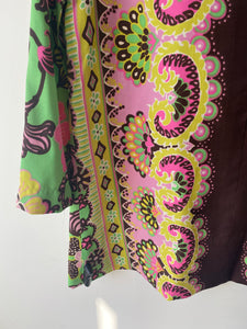 Vintage Green, Pink & Brown Mod Floral Tunic