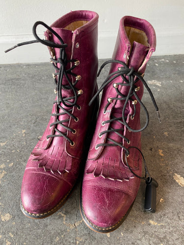 Vintage Purple Leather Roper Boots