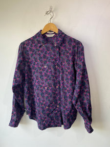 Vintage T. Lipson Purple Paisley Long Sleeve Blouse