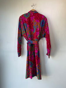 Vintage Hanae Mori Boutique Colorful Print Silk Dress