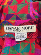 Vintage Hanae Mori Boutique Colorful Print Silk Dress