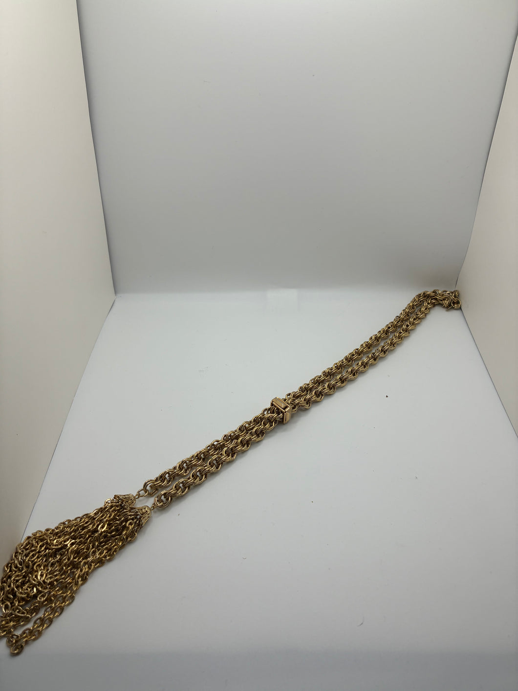 Vintage Gold Tone Braided Lariat Necklace