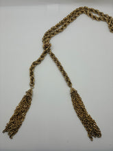 Vintage Gold Tone Braided Lariat Necklace