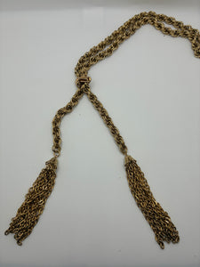 Vintage Gold Tone Braided Lariat Necklace