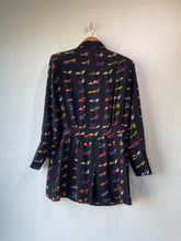 Fendi 365 Black Colorful Shoe Print Silk Blouse