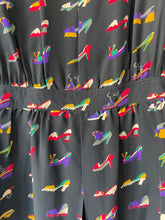 Fendi 365 Black Colorful Shoe Print Silk Blouse