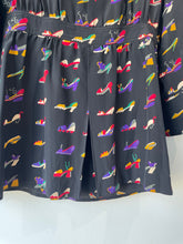 Fendi 365 Black Colorful Shoe Print Silk Blouse