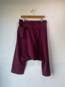 Comme des Garcons Girl Burgundy Drop Crotch Pants