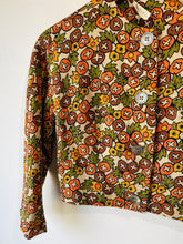 I. Magnin Fall Print Cropped Linen Jacket