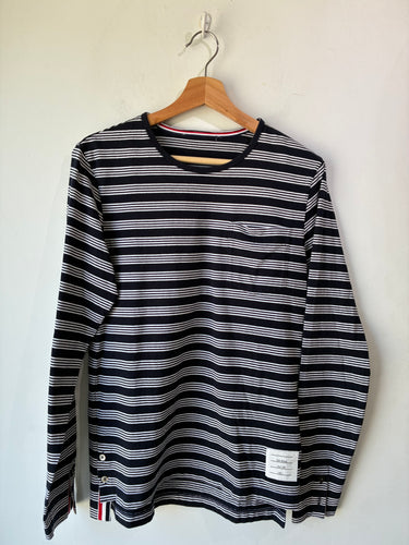 Thom Browne Navy Striped Long Sleeve Shirt