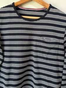 Thom Browne Navy Striped Long Sleeve Shirt