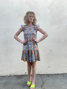 Sea New York Orange and Aqua Print Dress