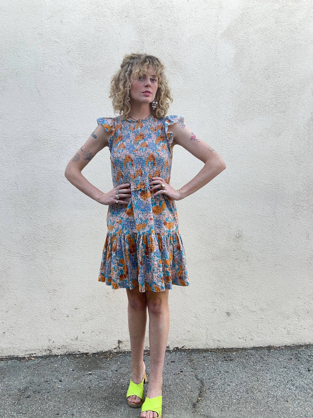 Sea New York Orange and Aqua Print Dress
