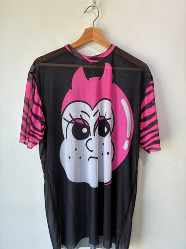 Angry Girl Pink and Black Mesh Beach Cover-Up