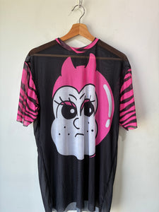Angry Girl Pink and Black Mesh Beach Cover-Up