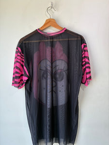 Angry Girl Pink and Black Mesh Beach Cover-Up