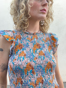 Sea New York Orange and Aqua Print Dress