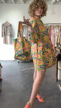 Vintage Wipette Paper Floral Neon Mini Dress with Matching Hat and Bag