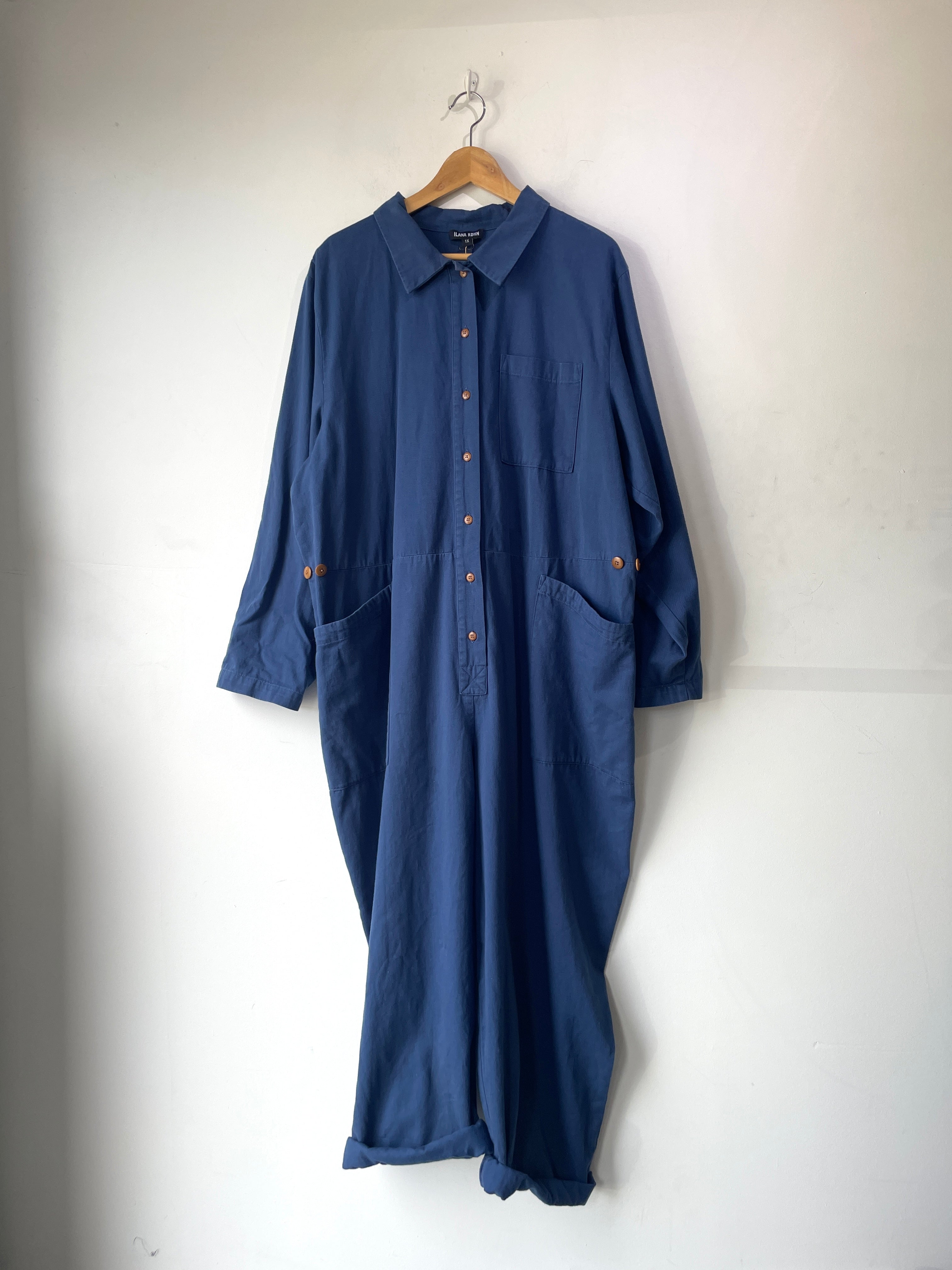 Ilana Kohn Blue Cotton Workwear Jumpsuit – The Curatorial Dept.