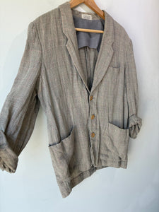 Matsuda Grey Plaid Linen Blazer