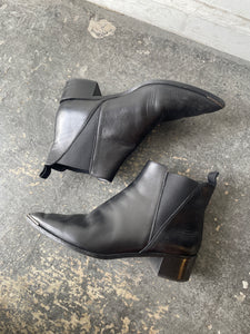 Acne Studios Black Leather Pointed Boots