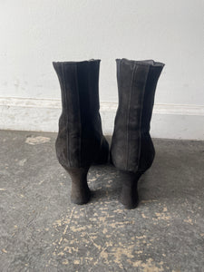 Chanel Black Suede Pointed Sock Boots