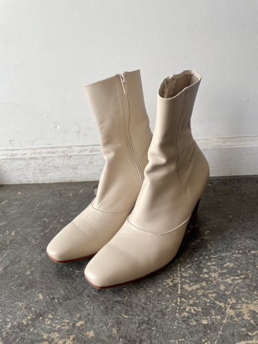 Rachel Comey White Leather Wedge Booties Size 7